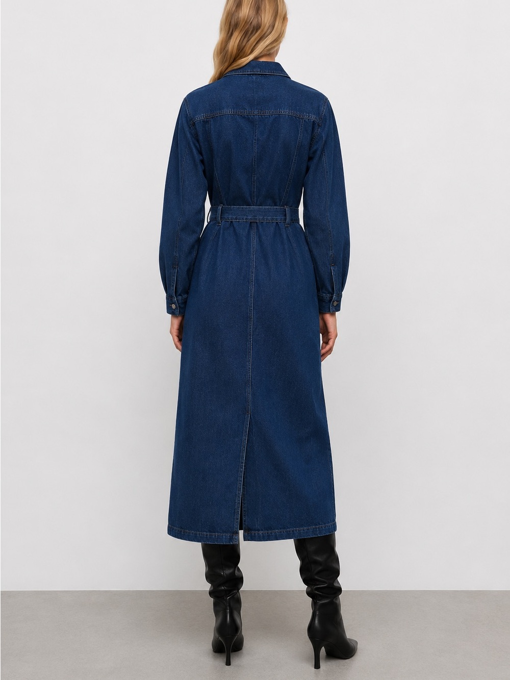 NWT ZARA Denim Long Sleeve Midi Dress - Picture 3 of 7